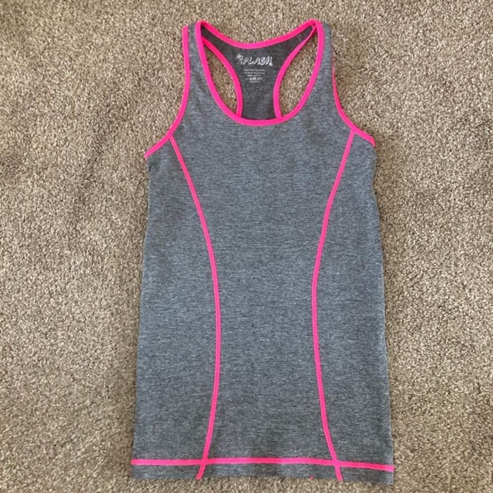 Splash Charcoal Tank with Neon Pink Edges